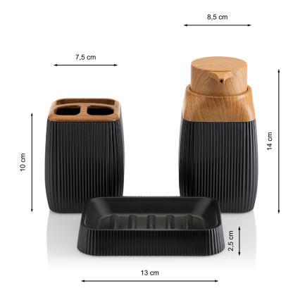 Kúpeľňový set CRYSTAL 5 ks čierna/hnedá