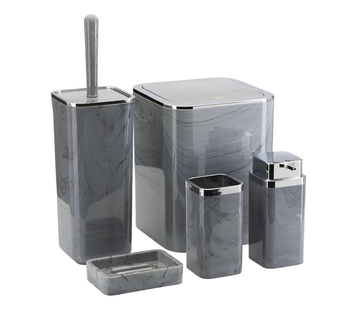 HowHomely Kúpeľňový set GRIS 5 ks šedá/chróm