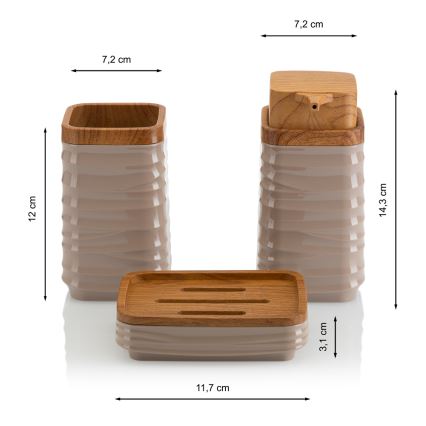 Kúpeľňový set WAVE 5 ks béžová/hnedá
