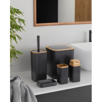 Kúpeľňový set ZOYA 5 ks čierna/hnedá