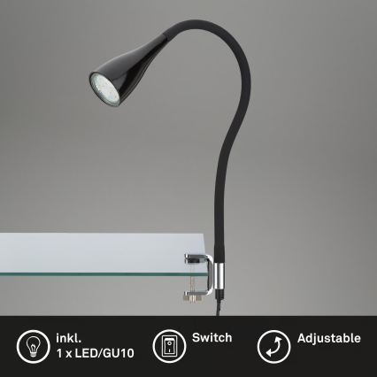 Lampa s klipom 1xGU10/3W/230V čierna