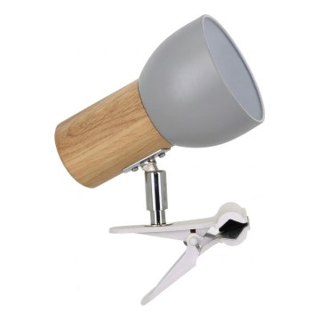 Lampa s klipom SVENDA 1xE27/60W/230V dub/sivá