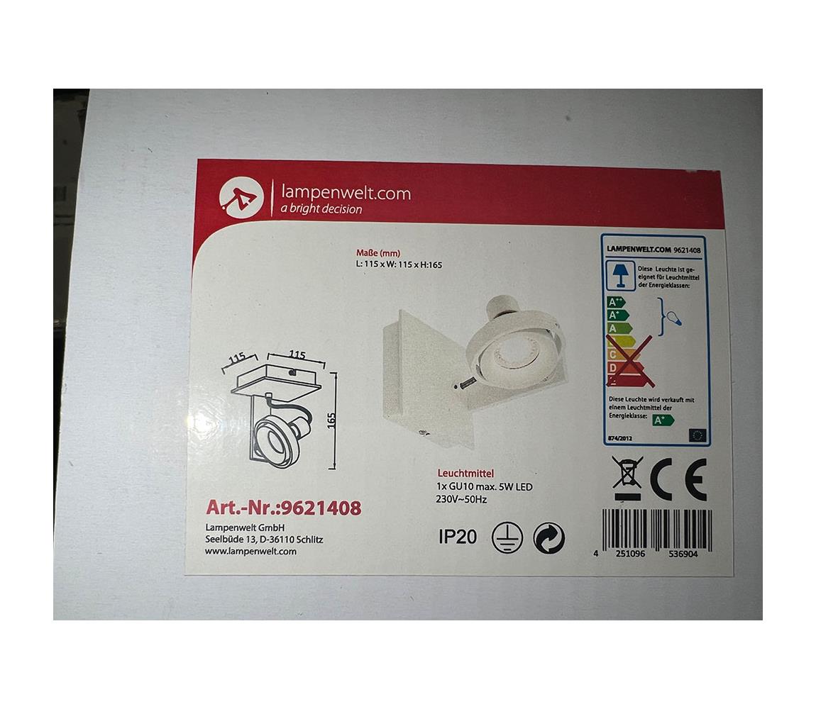 Lampenwelt Lampenwelt - LED Nástenné svietidlo 1xGU10/5W/230V