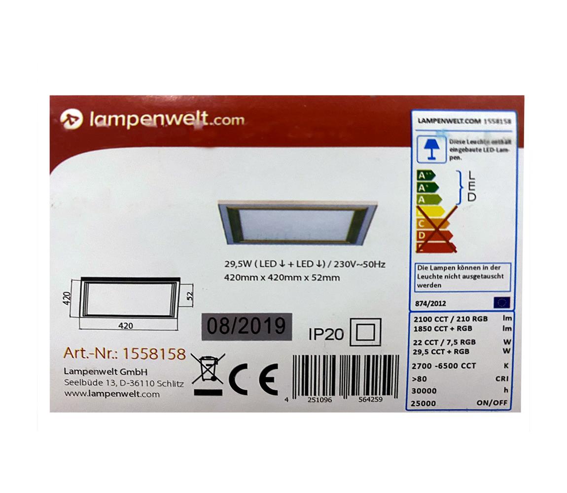 Lampenwelt Lampenwelt - LED RGBW Stmievateľné stropné svietidlo LYNN LED/29,5W/230V + DO