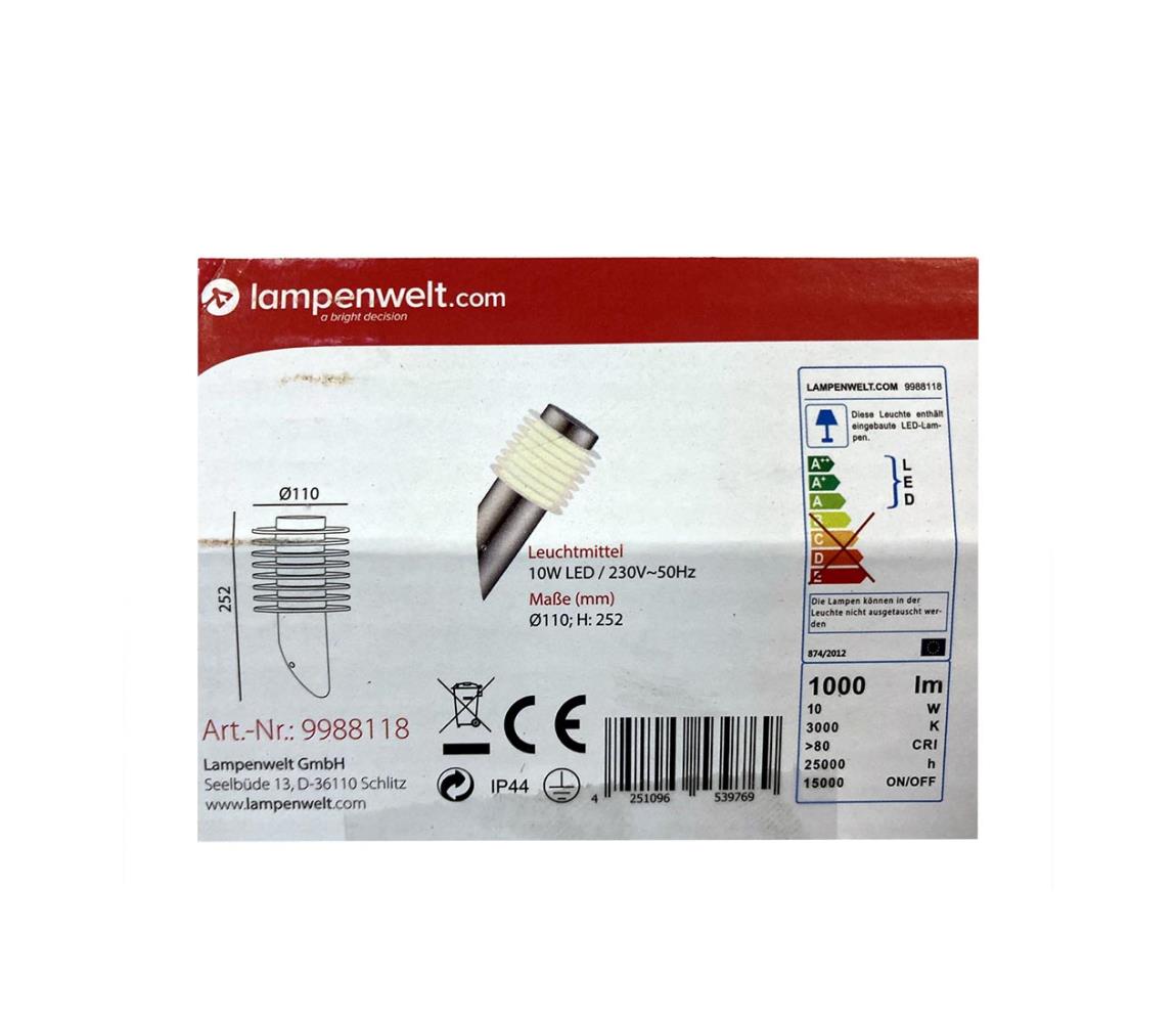 Lampenwelt Lampenwelt - LED Vonkajšia nástenná lampa LED/10W/230V IP44