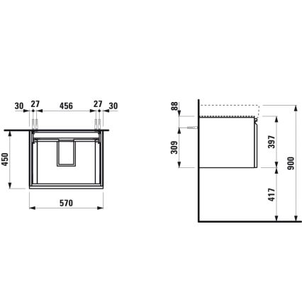 LAUFEN H4833720964791 - Kúpeľňová skrinka pod umývadlo PRO 57 cm dub