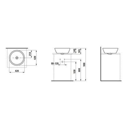 LAUFEN H8129620001091 - Umývadlo na dosku PRO pr. 42 cm keramika/biela