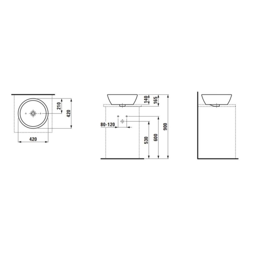 LAUFEN H8129620001091 - Umývadlo na dosku PRO pr. 42 cm keramika/biela