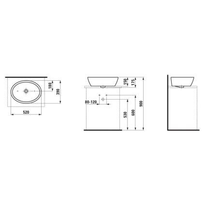 LAUFEN H8129640001121 - Umývadlo na dosku PRO 52x39 cm keramika/biela