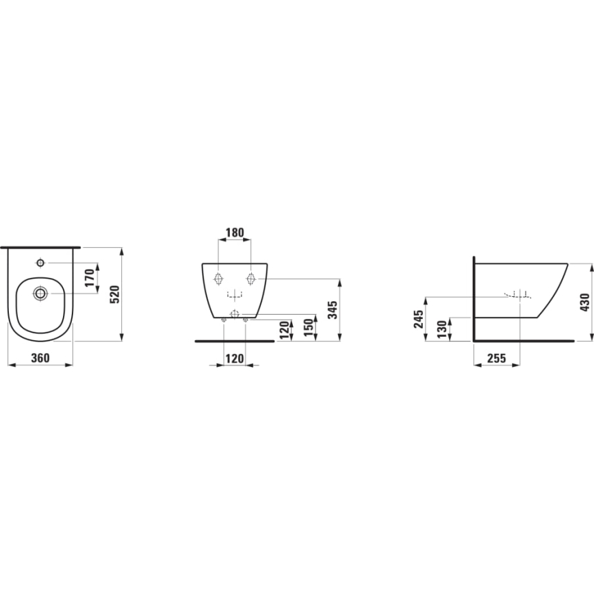 LAUFEN H8300810003021 - Závesný bidet LUA keramika/biela