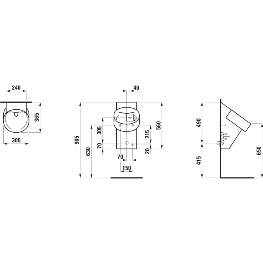 LAUFEN H8402867160001 - Pisoár so senzorom VAL 230V, zadný prívod, zadný odtok, keramika/matná čierna