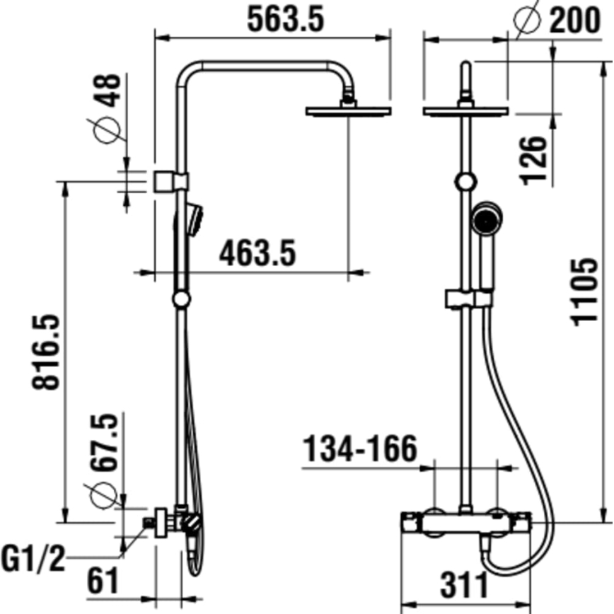 LAUFEN HF500957100600 - Sprchová sada s termostatickou batériou CITYPRO lesklý chróm
