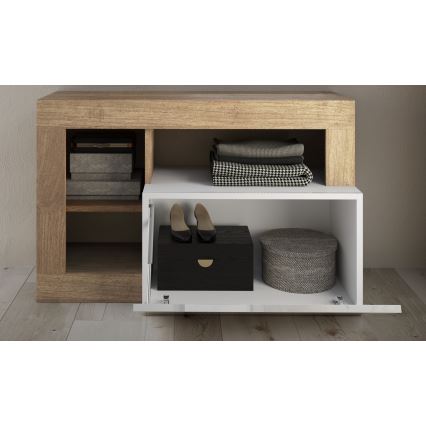 Lavica LENOR 91x209 cm biela/hnedá