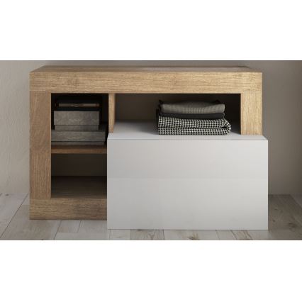 Lavica LENOR 91x209 cm biela/hnedá