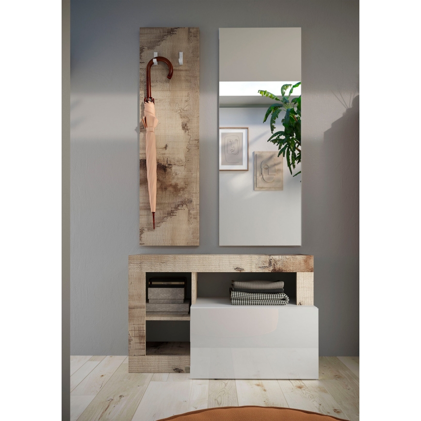 Lavica LENOR biela/hnedá