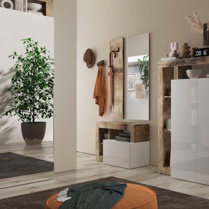 Lavica LENOR biela/hnedá