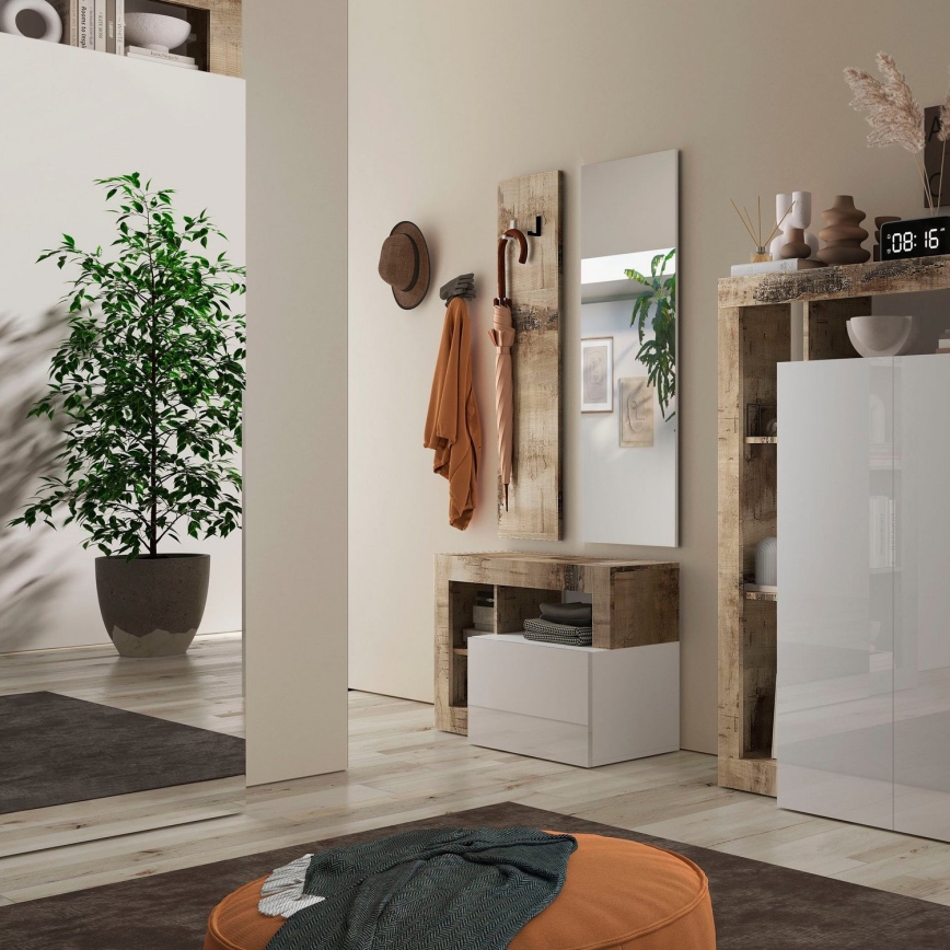 Lavica LENOR biela/hnedá