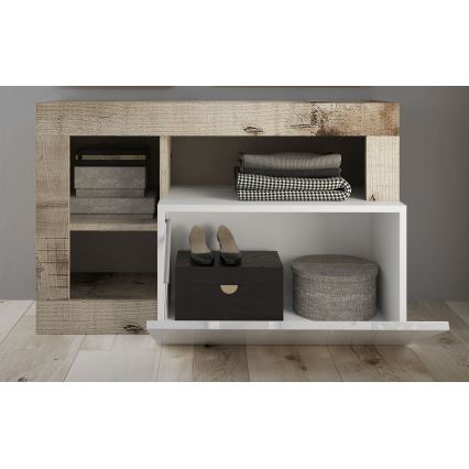 Lavica LENOR biela/hnedá