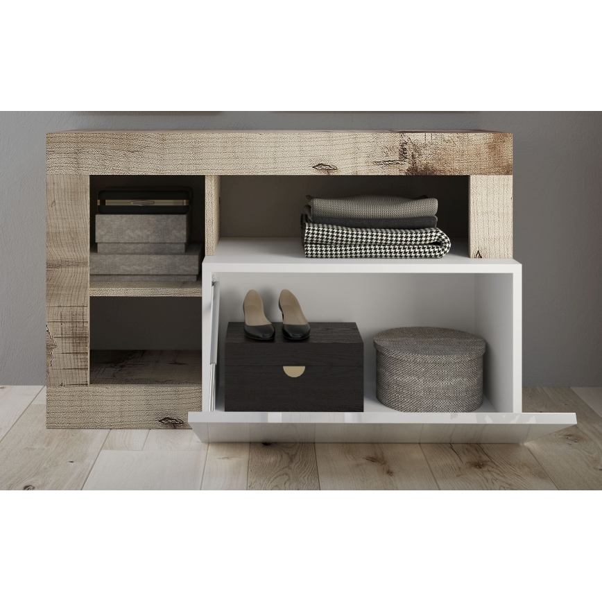 Lavica LENOR biela/hnedá