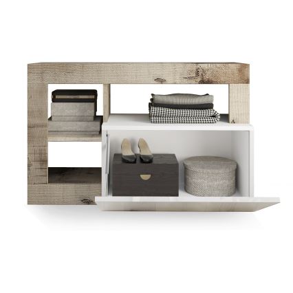 Lavica LENOR biela/hnedá