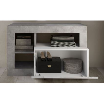 Lavica LENOR biela/šedá betón