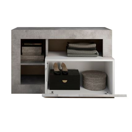 Lavica LENOR biela/šedá betón