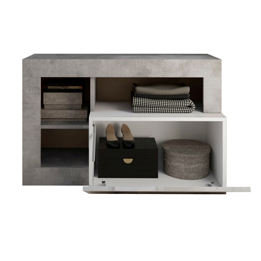 Lavica LENOR biela/šedá betón