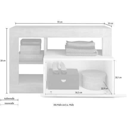 Lavica LENOR biela/šedá betón