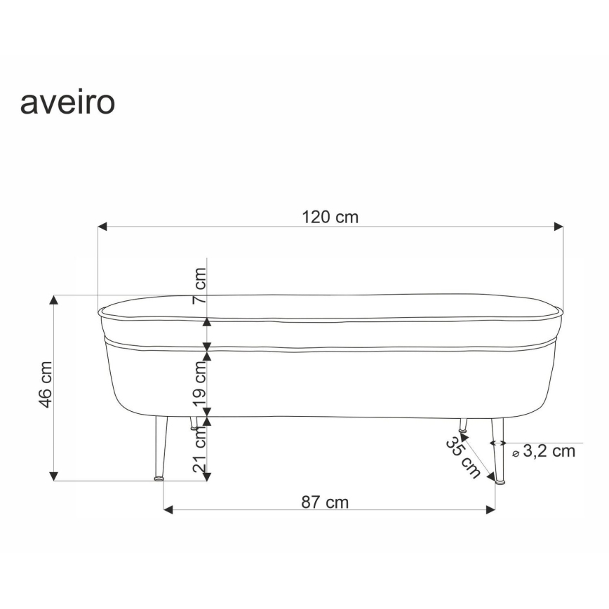 Lavica s úložným priestorom AVEIRO 46x120 cm biela