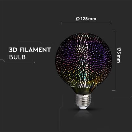 LED 3D Dekoračná žiarovka FILAMENT G125 E27/4W/230V 3000K