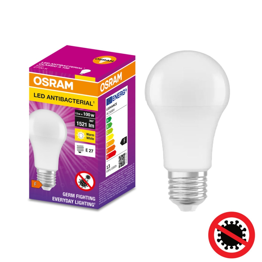 LED Antibakteriálna žiarovka  A100 E27/13W/230V 2700K - Osram