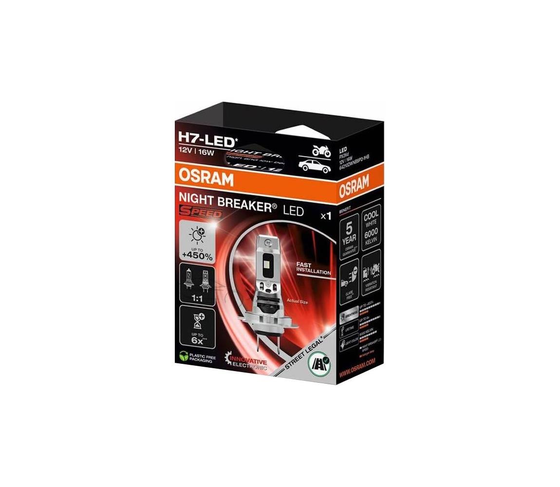 LED Autožiarovka NIGHT BREAKER SPEED H7 PX26d/16W/12V 6000K - Osram 64210DWNBSP-1HB