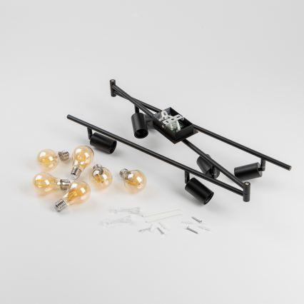 LED Bodové svietidlo 6xE27/6,5W/230V čierne