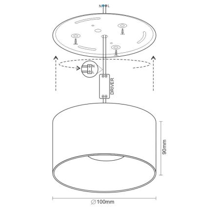 LED Bodové svietidlo LED/16W/230V 4000K pr. 10 cm čierna