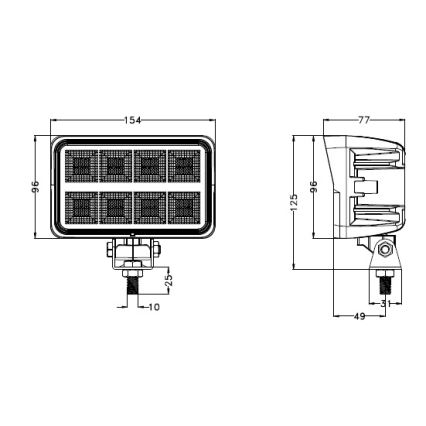 LED Bodové svietidlo pre automobil BLACK LED/160W/10-30V IP69 5700K obdĺžnikový