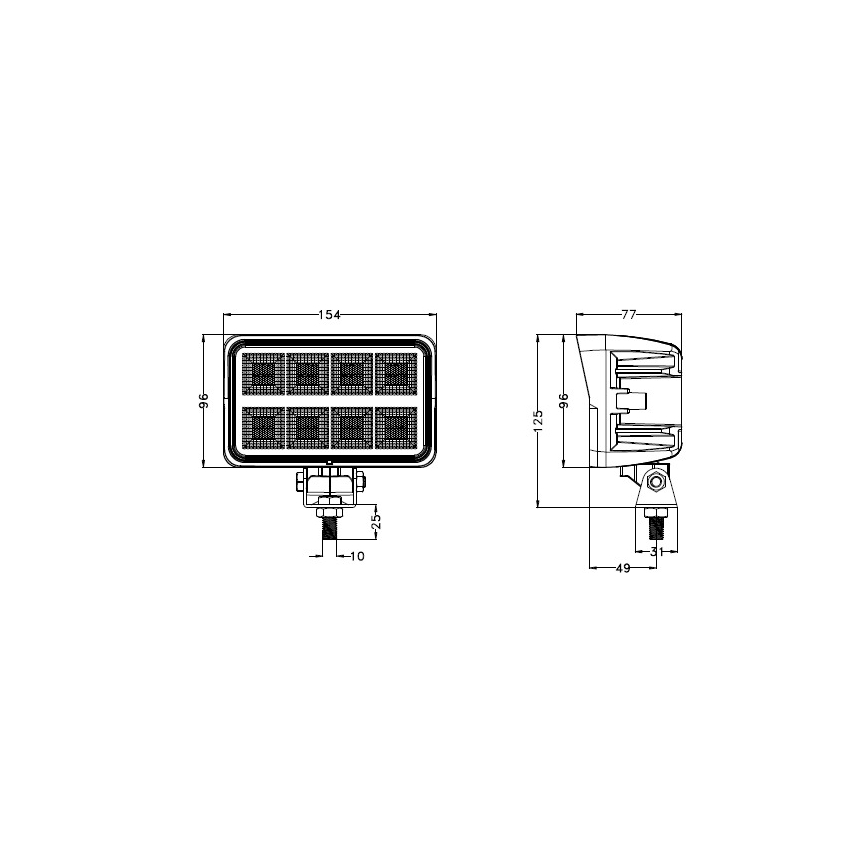 LED Bodové svietidlo pre automobil BLACK LED/160W/10-30V IP69 5700K obdĺžnikový