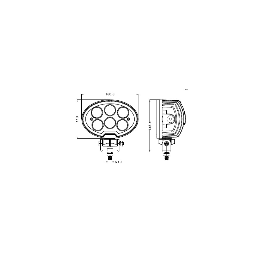 LED Bodové svietidlo pre automobil BLACK LED/60W/10-30V IP69 5700K oválny