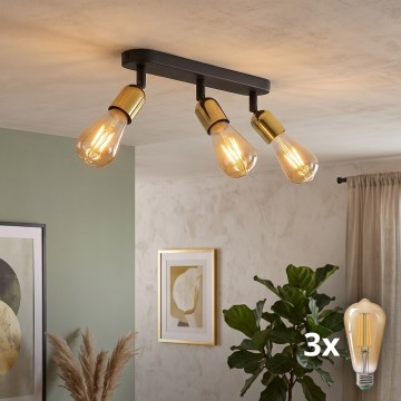 LED Bodové svietidlo TOP 3xE27/15W/230V čierna/zlatá
