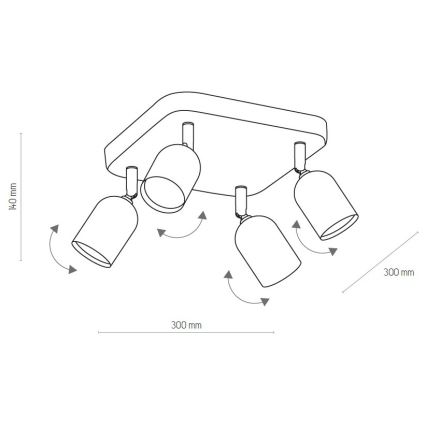 LED bodové svietidlo TOP 4xGU10/10W/230V čierne