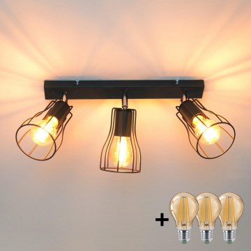 LED Bodové svietidlo TUBE II 3xE27/15W/230V čierna