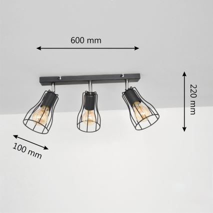 LED Bodové svietidlo TUBE II 3xE27/15W/230V čierna