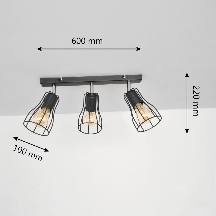 LED Bodové svietidlo TUBE II 3xE27/15W/230V čierna
