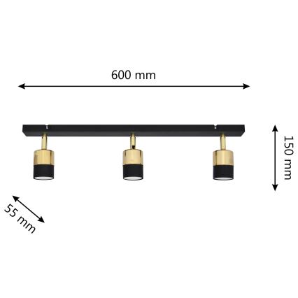 LED Bodové svietidlo TUBSSON 3xGU10/4,8W/230V čierna/zlatá