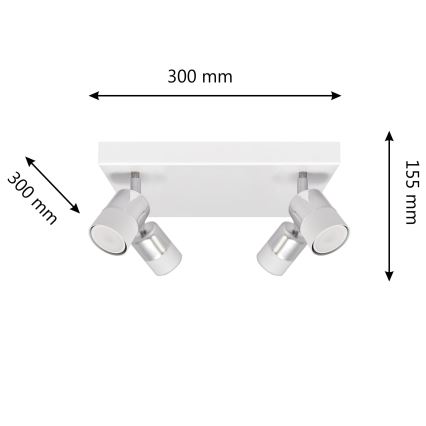 LED Bodové svietidlo TUBSSON 4xGU10/4,8W/230V biela/lesklý chróm