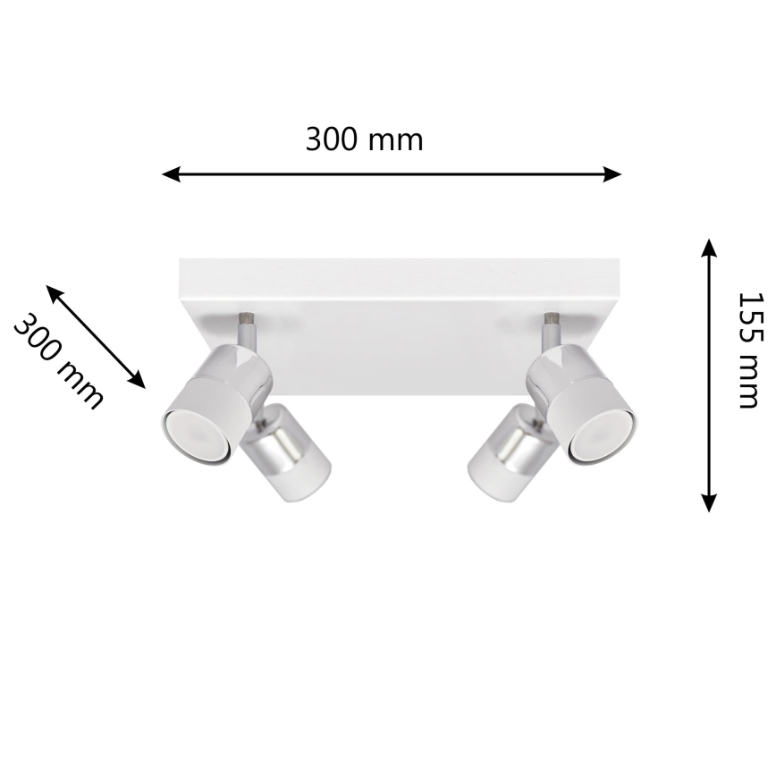 LED Bodové svietidlo TUBSSON 4xGU10/4,8W/230V biela/lesklý chróm