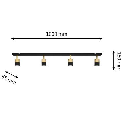 LED Bodové svietidlo TUBSSON 4xGU10/4,8W/230V čierna/zlatá