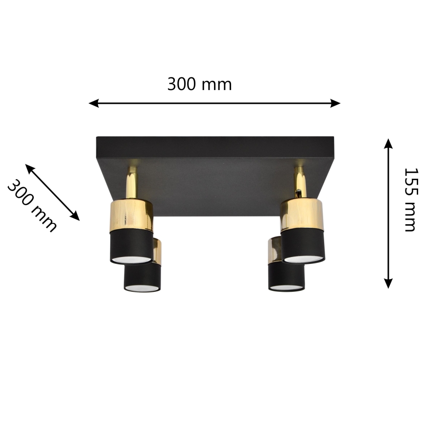 LED Bodové svietidlo TUBSSON 4xGU10/4,8W/230V čierna/zlatá