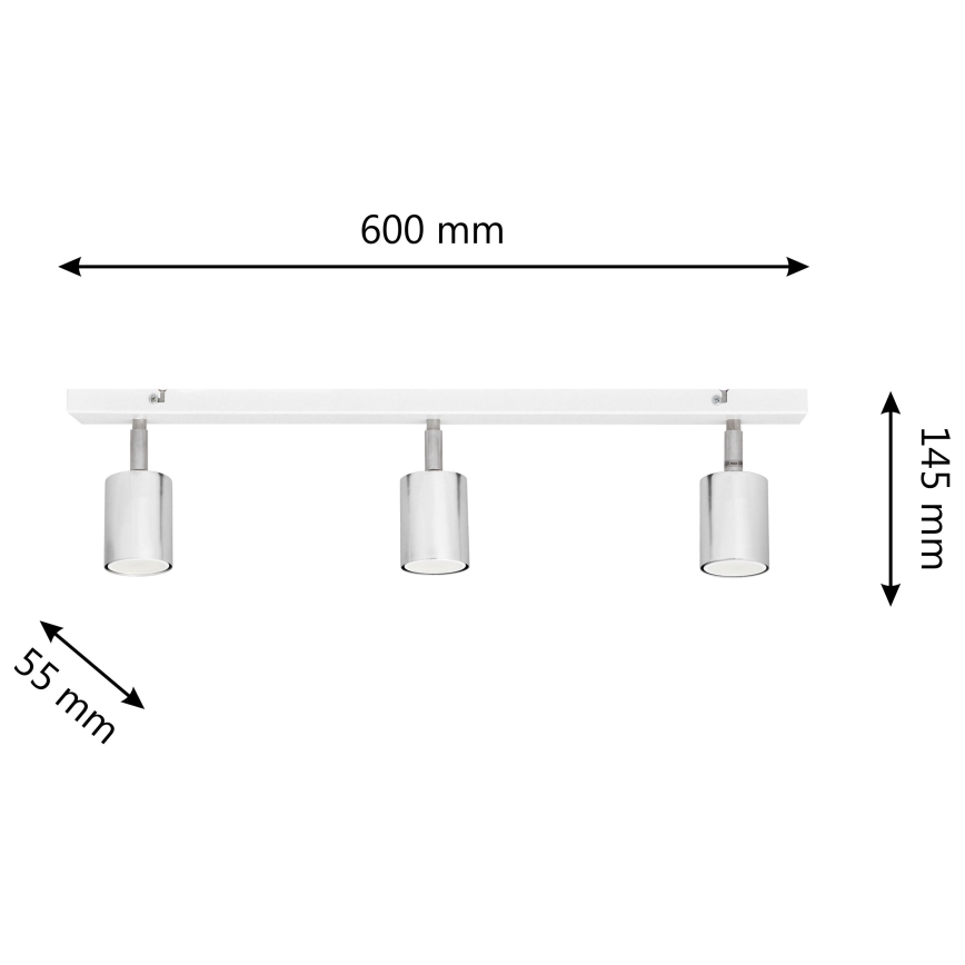 LED Bodové svietidlo TUNE 3xGU10/4,8W/230V matný chróm/biela