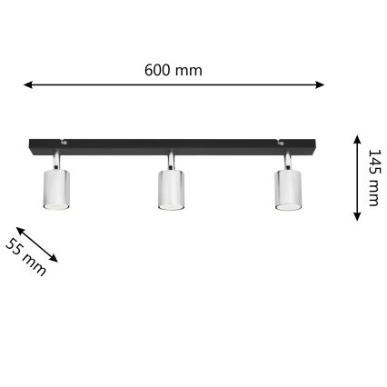 LED Bodové svietidlo TUNE 3xGU10/4,8W/230V matný chróm/čierna