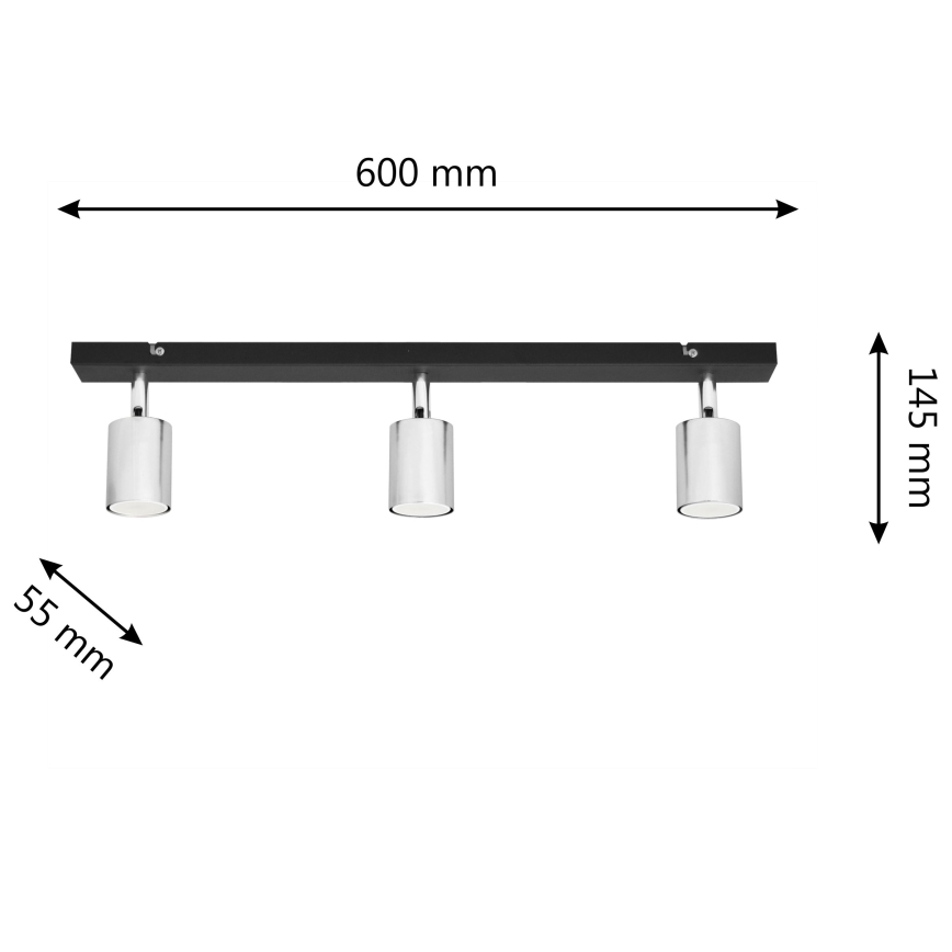 LED Bodové svietidlo TUNE 3xGU10/4,8W/230V matný chróm/čierna